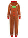 Brauner 60er Lebkuchen-Jumpsuit mit Kapuze und Reißverschluss