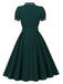 Grünes 50er Swingkleid mit Polka-Dots und Puffärmeln