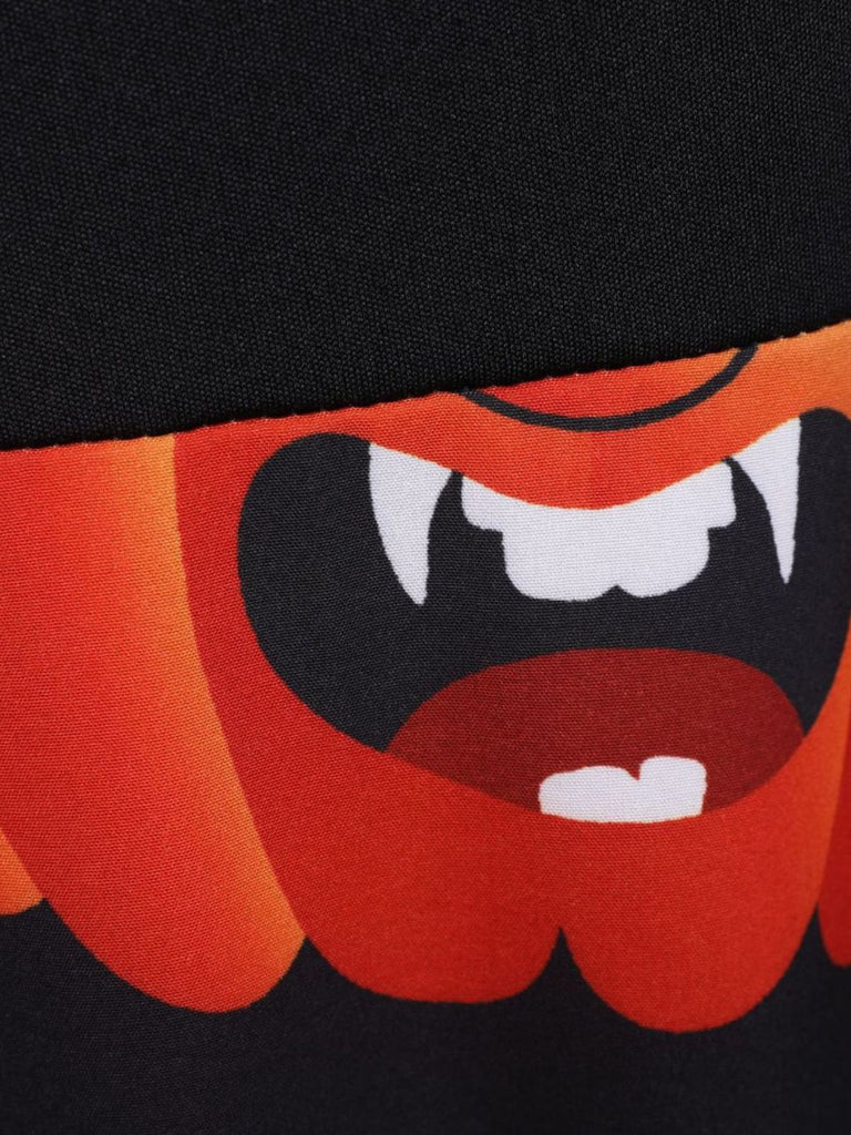 50er Halloween Swingkleid mit Kürbis und Blütenkragen