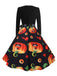 50er Halloween Swingkleid mit Kürbis und Blütenkragen