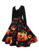 50er Halloween Swingkleid mit Kürbis und Blütenkragen