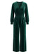 50er Samt-Jumpsuit mit V-Ausschnitt und Smok