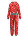 50er Weihnachts-Jumpsuit mit Tannenbaum-Print und Langarm