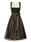 [Vorverkauf] Olivgrünes 50er Oktoberfest-Dirndl-Set mit Blumen und Schürze
