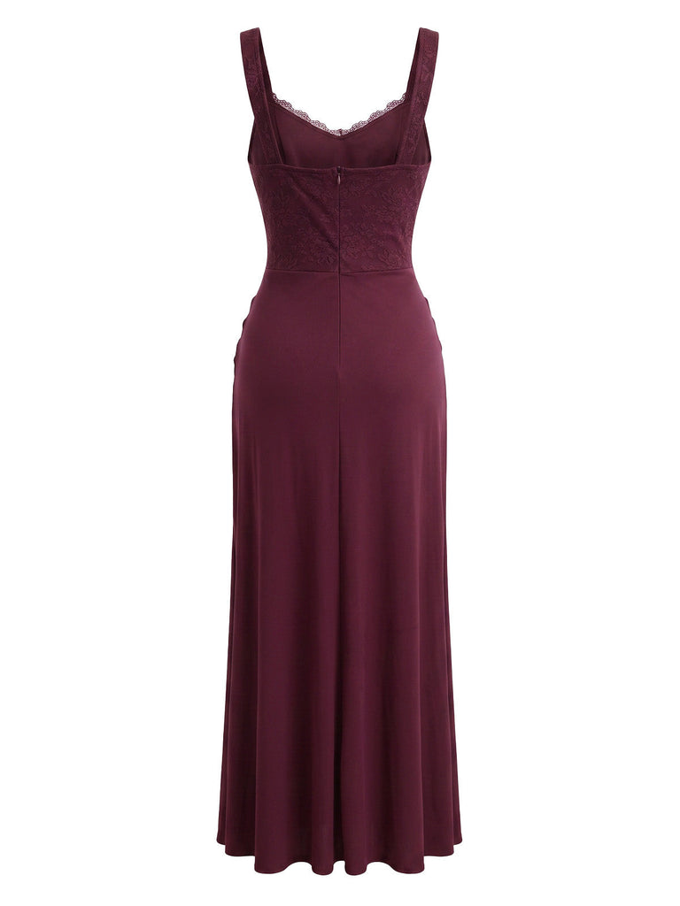 30er Maxikleid mit Spitze und Raffung