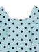 Hellblaues 50er Swingkleid mit eckigem Ausschnitt und Polka-Dots