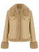 Khaki 50er Jacke mit Kunstfellbesatz und Taschen