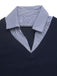 Marineblaues 80er Preppy Top mit V-Ausschnitt und Glockenärmeln