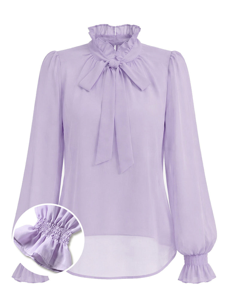 50er Set aus Bluse mit Schleifenkragen & Blumen-Trägerkleid