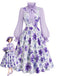 50er Set aus Bluse mit Schleifenkragen & Blumen-Trägerkleid