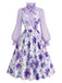 50er Set aus Bluse mit Schleifenkragen & Blumen-Trägerkleid