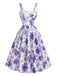 50er Set aus Bluse mit Schleifenkragen & Blumen-Trägerkleid