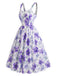 50er Set aus Bluse mit Schleifenkragen & Blumen-Trägerkleid