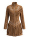 70er Western-Wildlederkleid mit Stickerei und Fransen