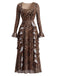 80er Maxikleid mit Leoparden-Print und Rüschen