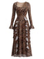 80er Maxikleid mit Leoparden-Print und Rüschen