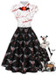 [Vorverkauf] 50er Halloweenkleid mit Augapfel- und Fledermausprint