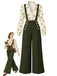 60er Set aus Blumenbluse und weiter Latzhose