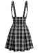 40er Set aus weißer Reversbluse mit Schleife und Karo-Trägerrock