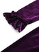 Lila 50er Langarm-Samtkleid mit gerüschtem V-Ausschnitt und Schleife