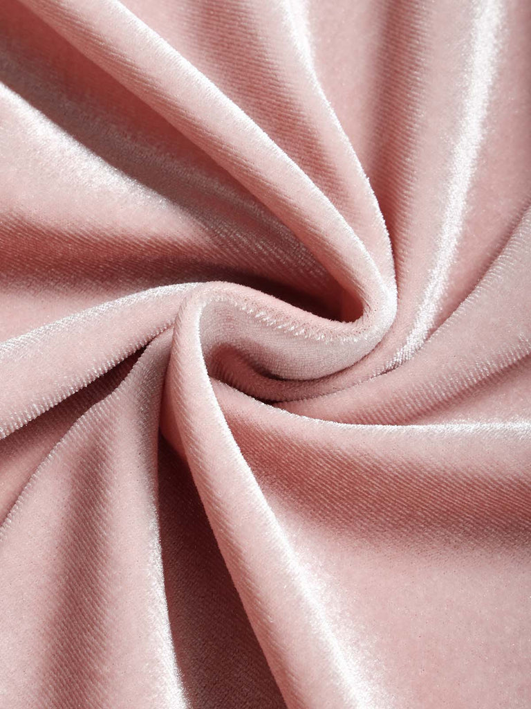 Rosa 30er Samtkleid mit Spitzenkragen und Langarm