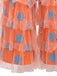 Orange 70er Disco Hose mit Polka-Dots und Rüschen