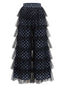 Schwarze 60er Hose mit Polka-Dots und Rüschen