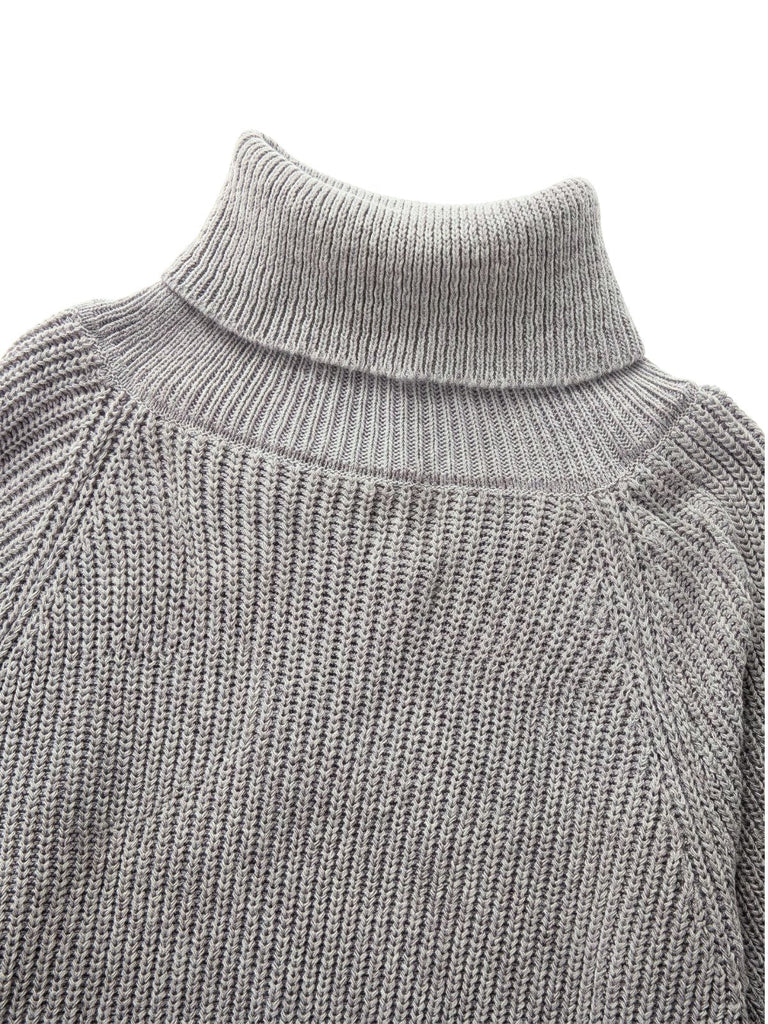 50er Rollkragen-Strickpullover mit Ärmeln im Cape-Look