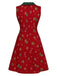 Ärmelloses 60er A-Linien-Kleid mit Weihnachtsprint und Schleife