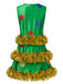 Grünes 70er ärmelloses A-Linien-Kleid mit Weihnachtsbaum
