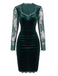 60er Samt-Bodyconkleid mit Spitzenärmeln