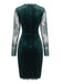 60er Samt-Bodyconkleid mit Spitzenärmeln