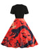Schwarzes 50er Halloween Swingkleid mit Spinnennetz und Kürbis