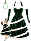 [Vorverkauf] Grünes 50er Samtkleid mit Tannenbaum-Detail