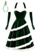 Grünes 50er Samtkleid mit Tannenbaum-Detail