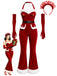 Roter 60er Weihnachts-Jumpsuit mit Samt und Schlag