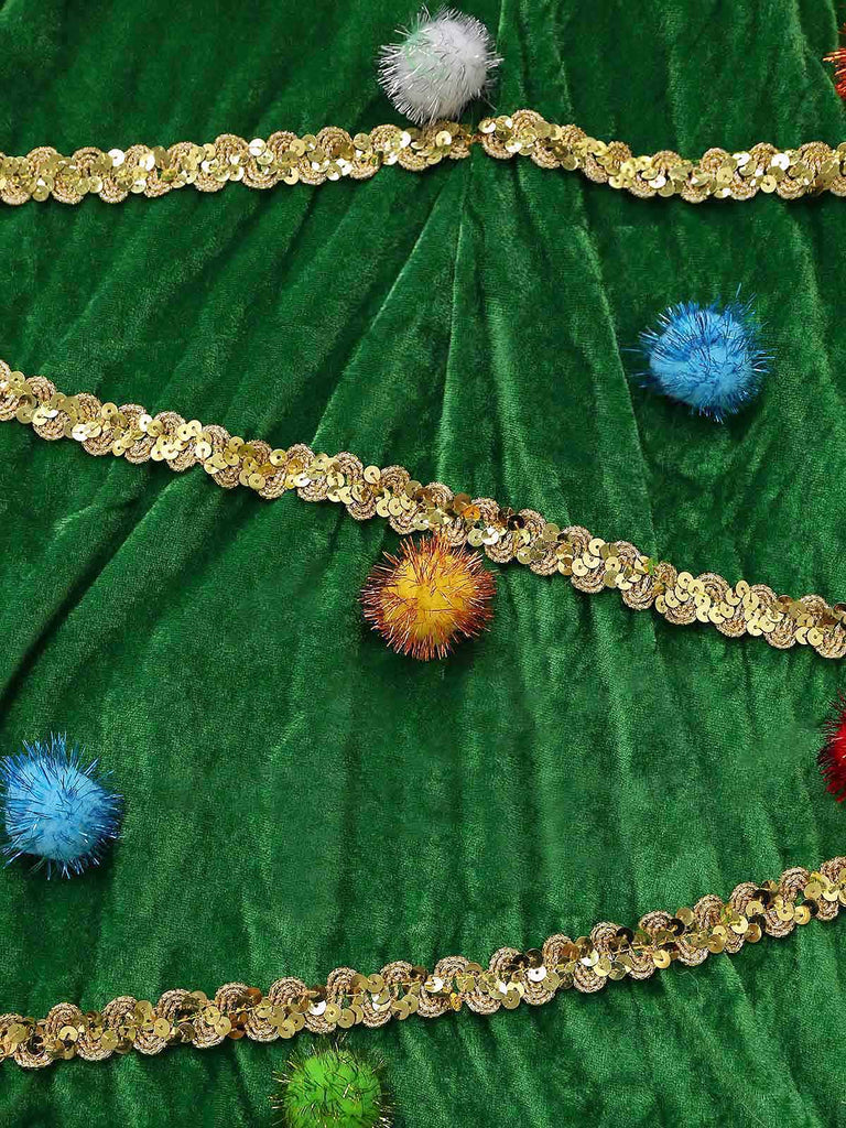 Grünes 50er Weihnachtsbaum-Kostümkleid mit Kapuze