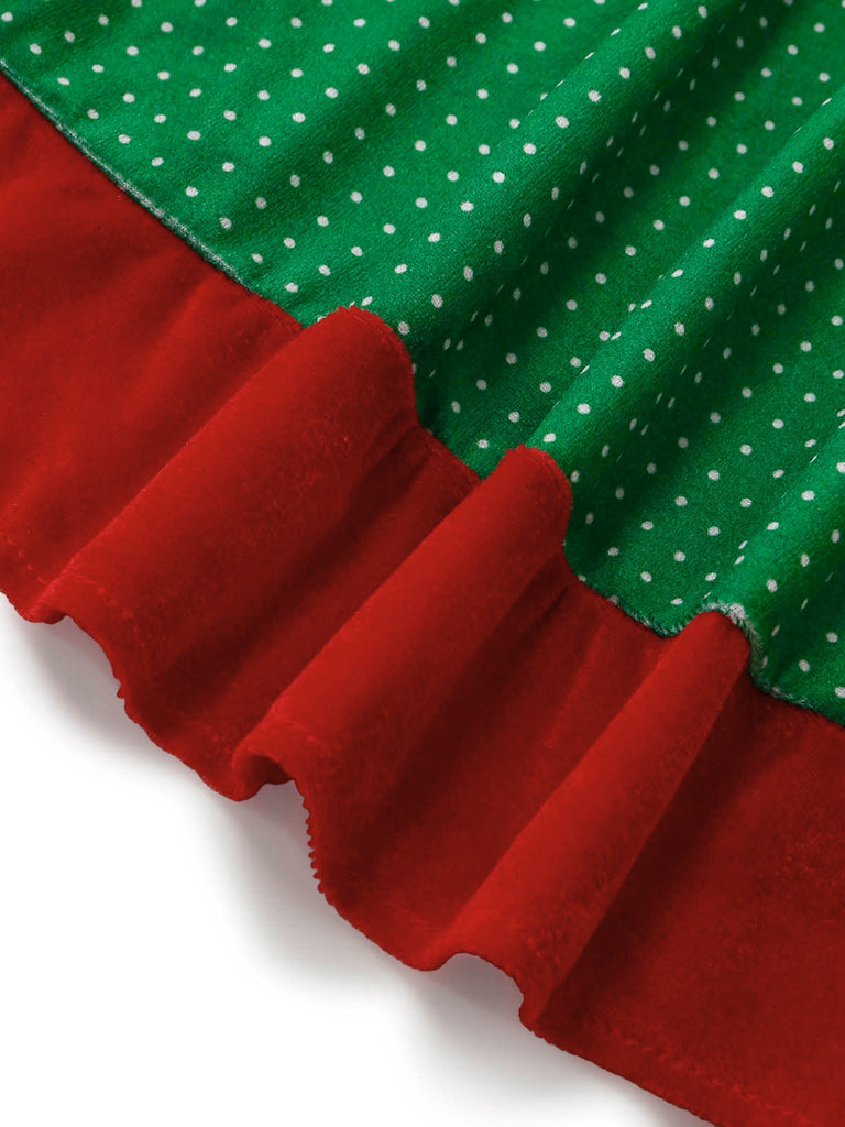 Grünes 50er Weihnachts-Elfenkostüm-Set mit Kleid