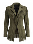 50er Wildleder-Jacke mit Fransen und Reverskragen
