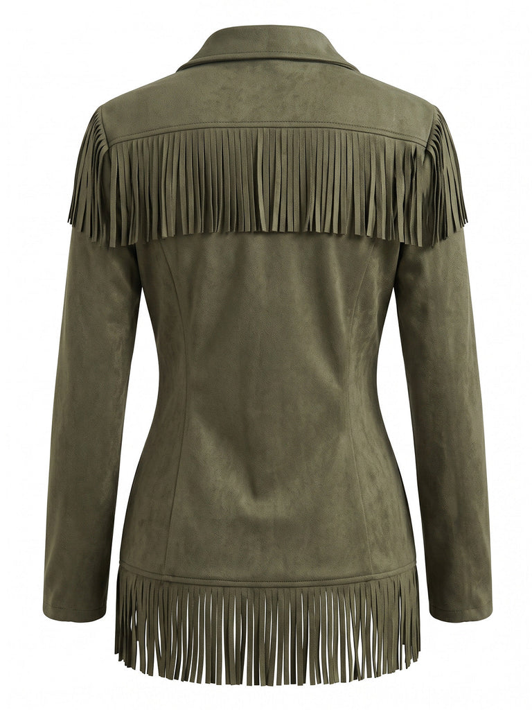 50er Wildleder-Jacke mit Fransen und Reverskragen
