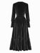 70er Samtkleid mit tiefem V-Ausschnitt und Raffung