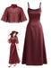 Weinrotes 40er Satin-Slipkleid & Schal