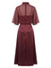 Weinrotes 40er Satin-Slipkleid & Schal