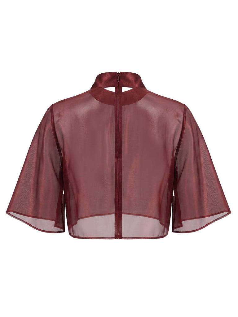 Weinrotes 40er Satin-Slipkleid & Schal
