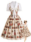 [Vorverkauf] 50er Weihnachts-Swingkleid mit Nussknackerprint und Wellenkragen