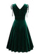 60er Samtkleid mit V-Ausschnitt und Schleifenträgern