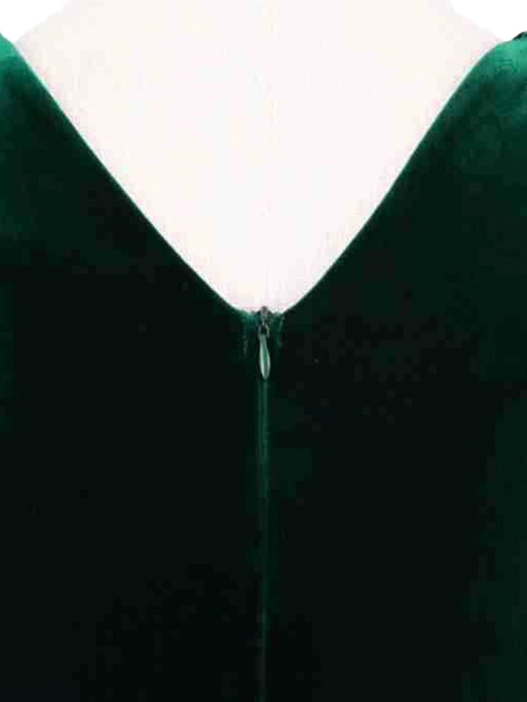 60er Samtkleid mit V-Ausschnitt und Schleifenträgern