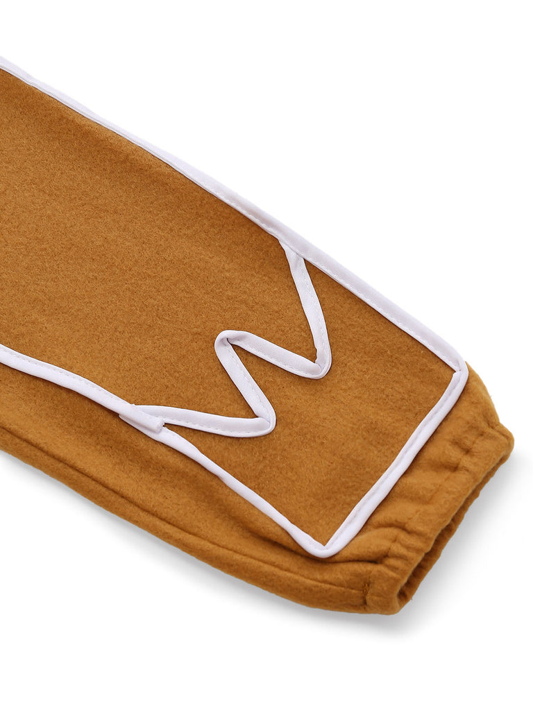 Braunes 60er Lebkuchenmännchen-Kostüm mit Kapuze