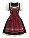 50er Oktoberfest-Dirndlset mit Puffärmeln und Blumen-Karo-Schürze