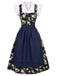50er Oktoberfest-Dirndlset aus Rüschen-Croptop, Blumenkleid, Schürze
